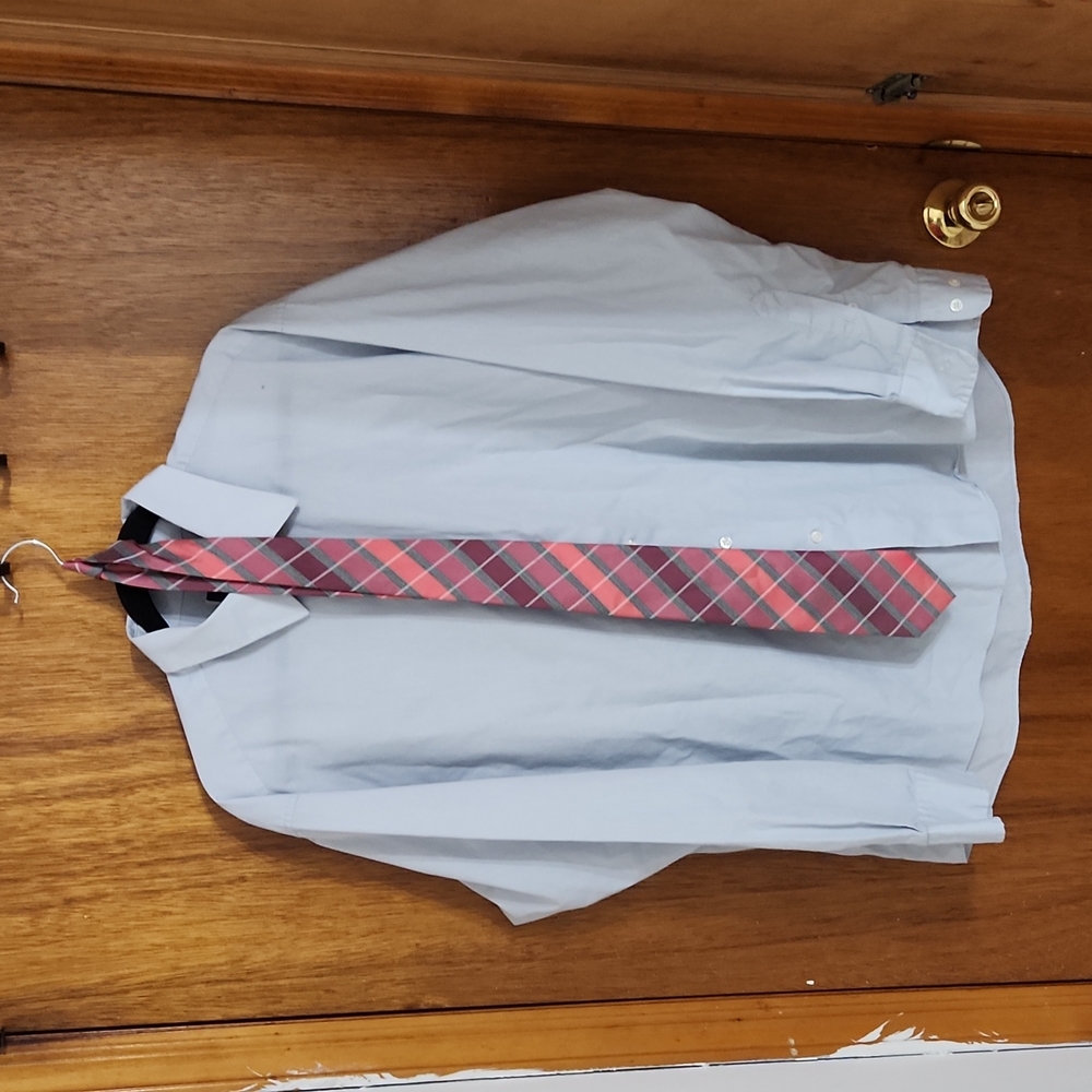 Men's XL Gray Dress Shirt 17 34-35 with tie